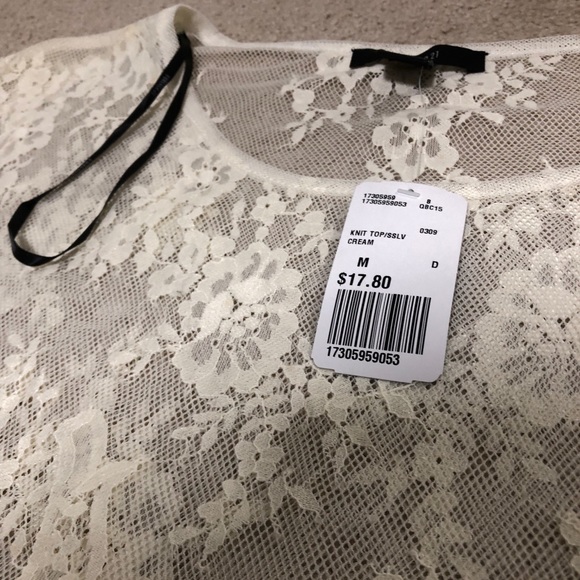NWT Forever 21 Floral Lace Cream Top - Picture 2 of 4